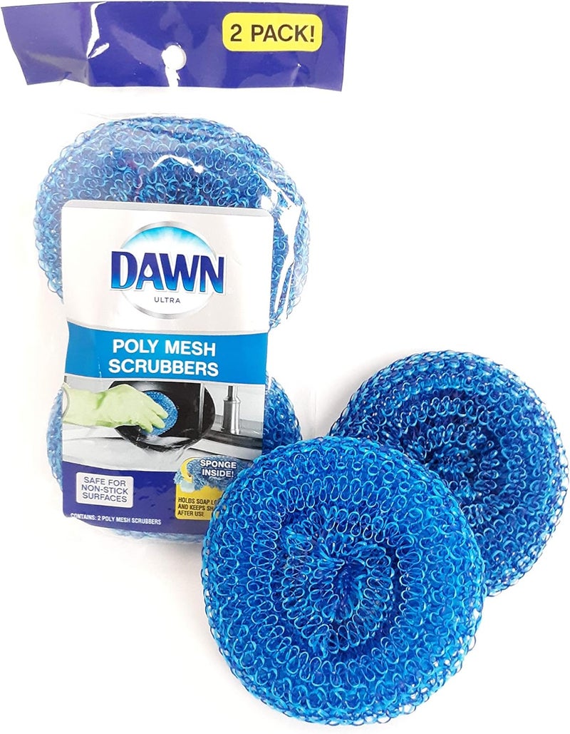 Dawn Scrubbers, Set of 4 Durable Non-Scratch Poly Mesh Scrubbies for Washing Dishes (2 Packages of 2) - Image 3